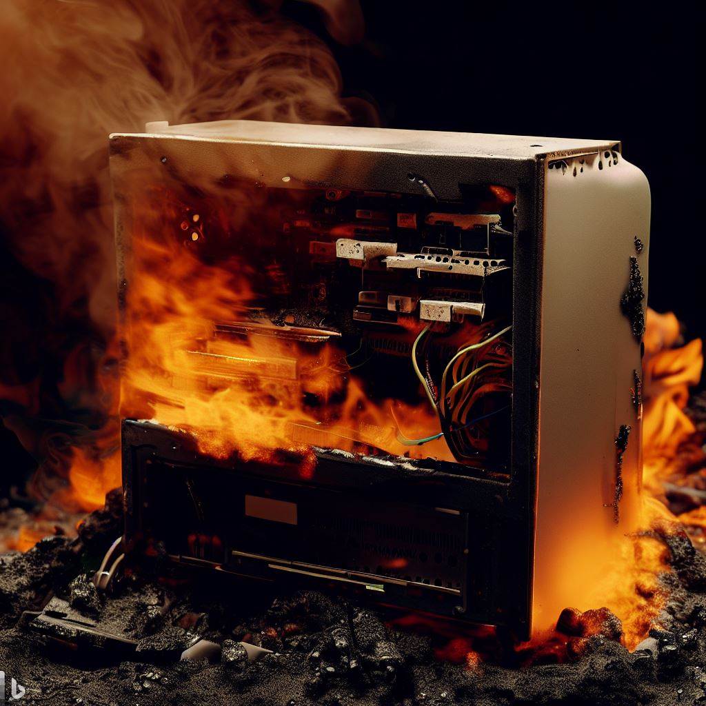 pc on fire due to bad maintenance